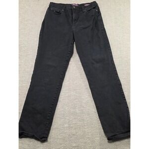 Gloria Vanderbilt Amanda Black Denim Jeans Women's Size 12 Straight Leg Mid Rise